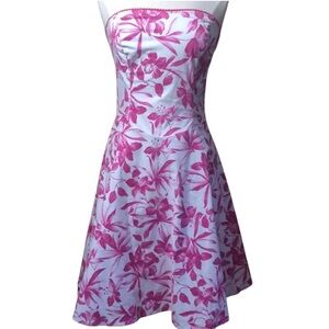 Ruby Rox Retro strapless White Pink Floral dress tulle & ruffle skirt Junior 13